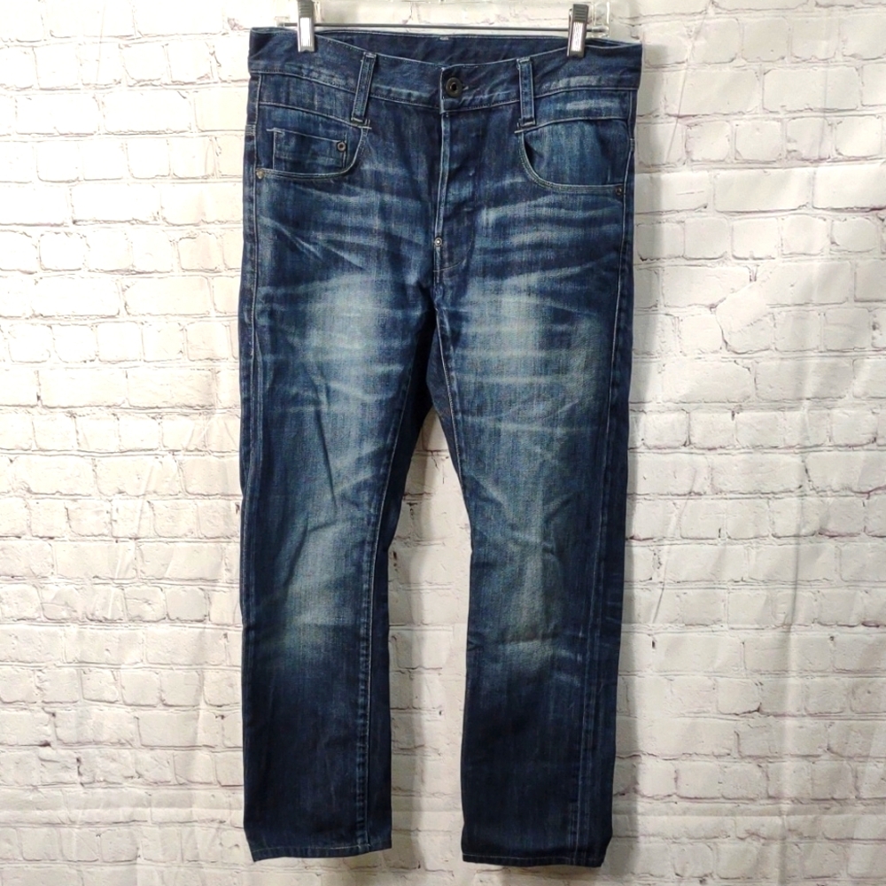 Men's 32 X 30 G-Star DNM GS01 Classic Blue Straight Jeans with Timeless Appeal